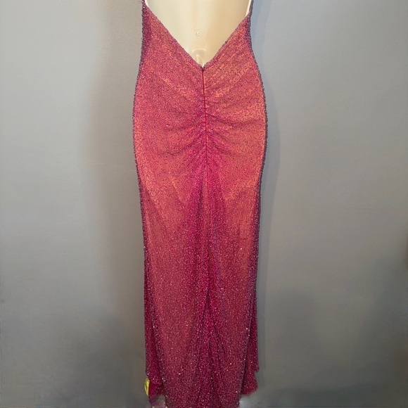 Vintage Je Matadi by Sean Mehta Silk Fully Beaded Gown Halter Maxi Size Medium - Picture 4 of 13